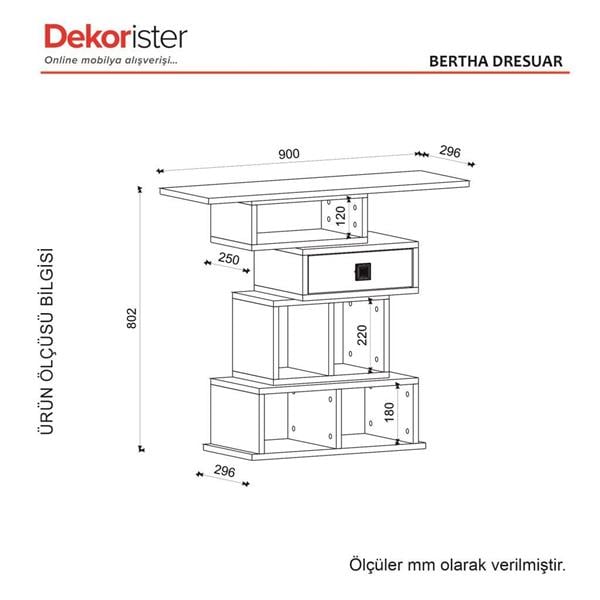 Dekorister Bertha Dresuar Antrasit  Mermer