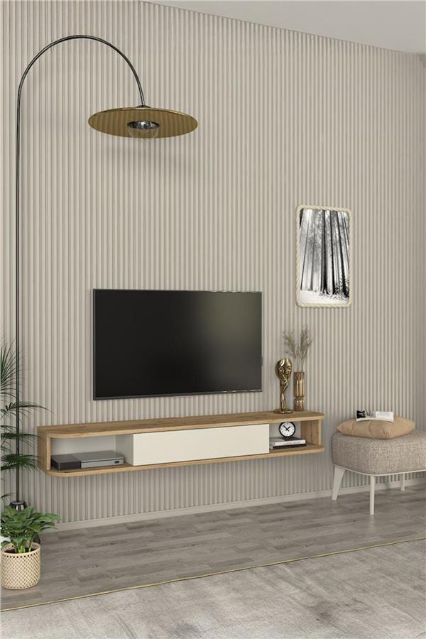 Dekorister Cross Tv Sehpası Sepet - Kumtaşı 150 cm