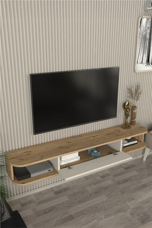 Dekorister Cross Tv Sehpası Sepet - Kumtaşı 150 cm