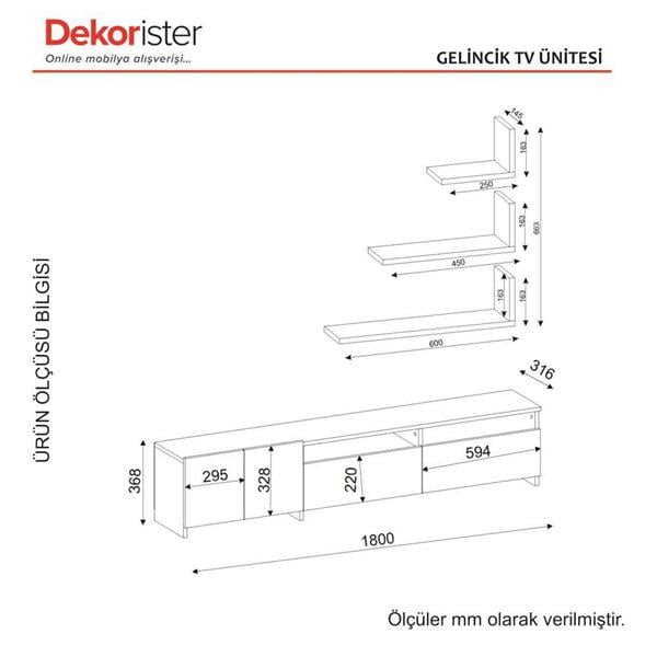 Dekorister Gelincik Tv Ünitesi BeyazCeviz