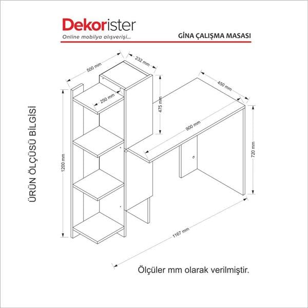 Dekorister Gina Çalışma Masası BeyazCeviz