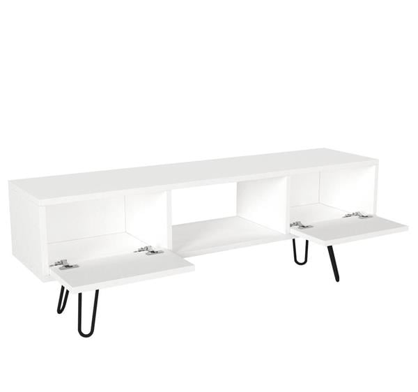 Dekorister Moda Metal Ayaklı Tv Ünitesi Beyaz