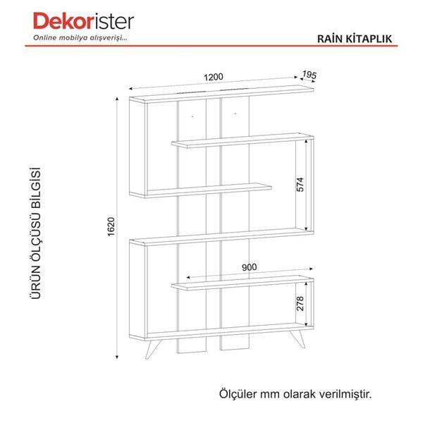 Dekorister Rain Kitaplık BeyazCeviz