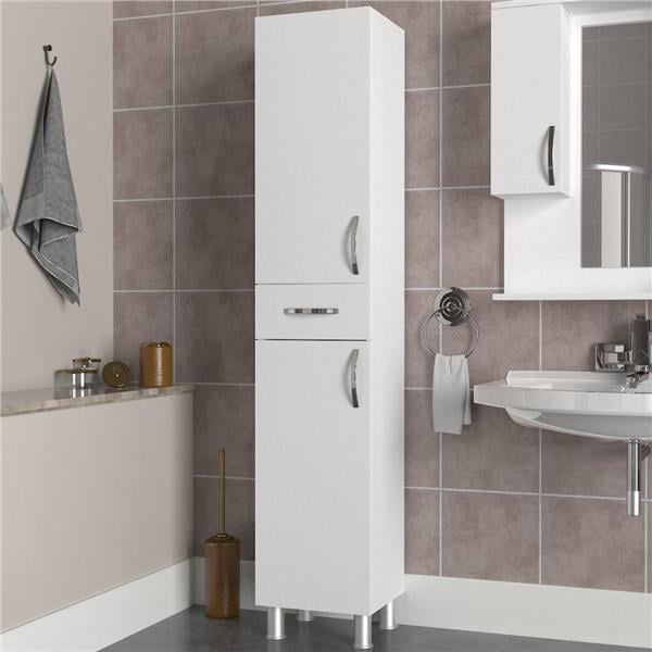 Dekorister Selin 2 Kapak 1 Çekmeceli Banyo Boy Dolabı Beyaz