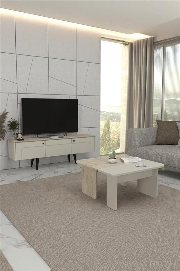 Dekorister Sevilla Tv Sehpası Kumtaşı - Traverten 150cm