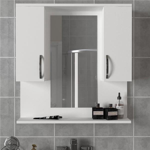 Dekorister Tiger Aynalı Banyo Dolabı Etajer Beyaz