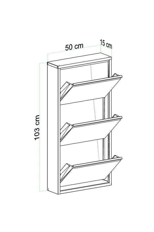 Evdemo 3 Kapaklı Metal Ayakkabılık Siyah