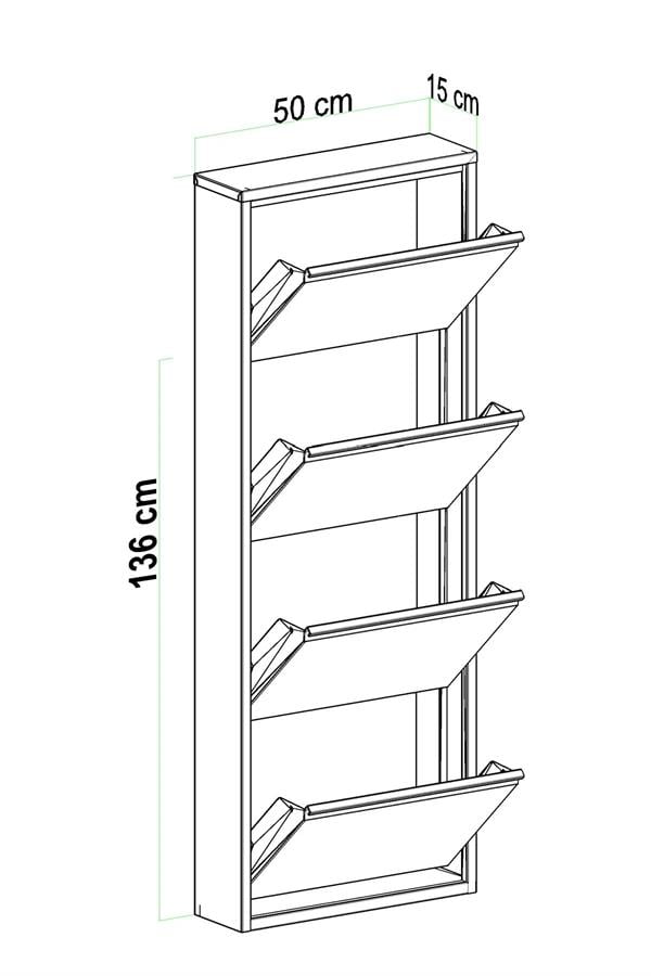 Evdemo 4 Kapaklı Metal Ayakkabılık Antrasit