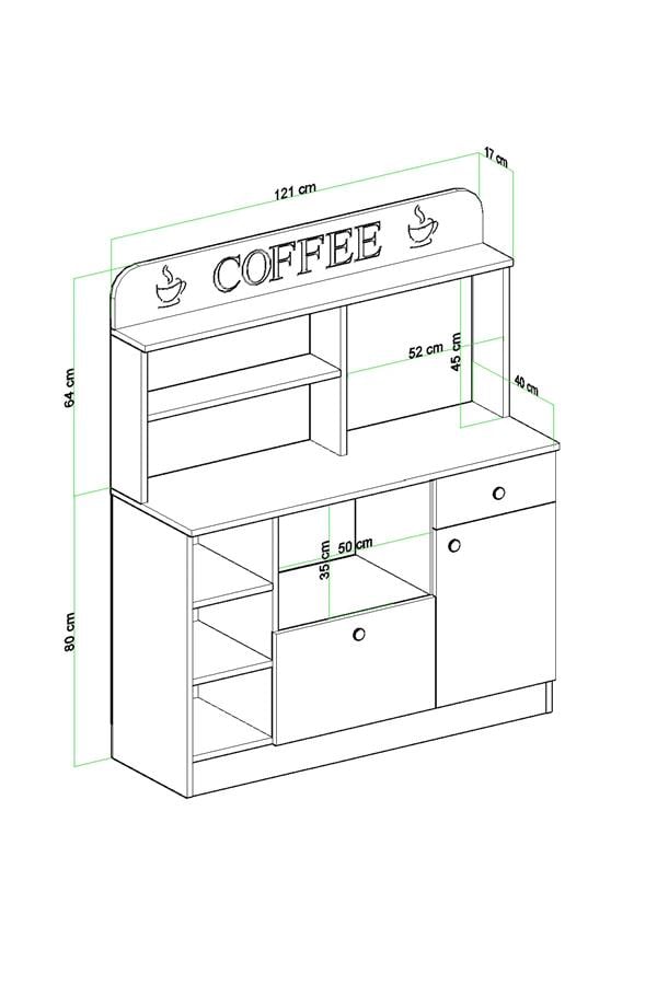 Evdemo Barista Kahve Köşesi Çok Amaçlı Dolap Beyaz