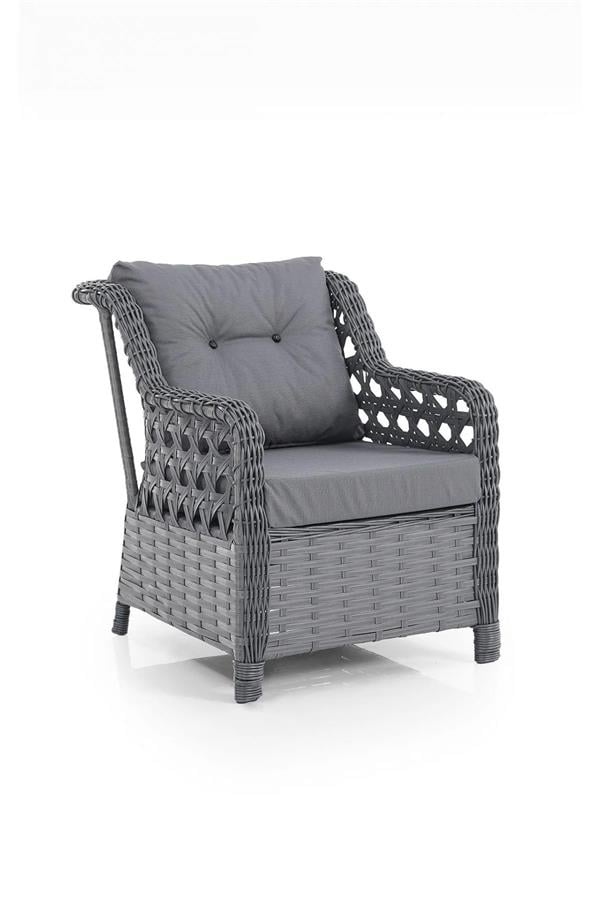 Evdemo Eren Rattan Puflu Bahçe Balkon Takımı 3+1+1 Antrasit