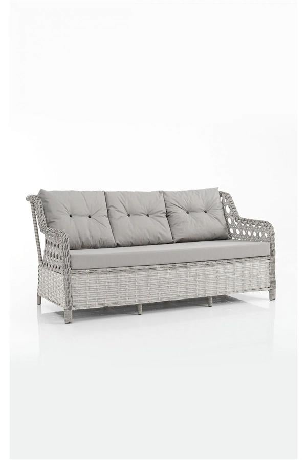 Evdemo Eren Rattan Puflu Bahçe Balkon Takımı 3+1+1 Gri