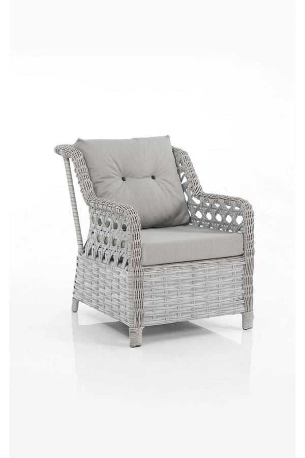 Evdemo Eren Rattan Puflu Bahçe Balkon Takımı 3+1+1 Gri