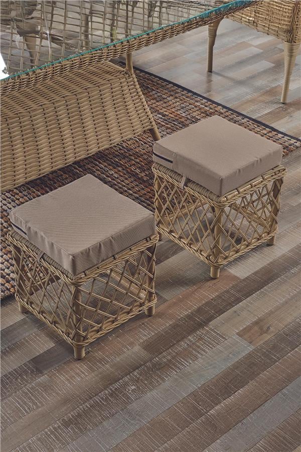 Evdemo Joy Rattan Puflu Bahçe Balkon Takımı 3+1+1+Camlı Masa Cappuccino