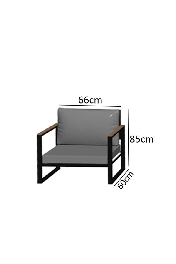 Evdemo Kobalt Bahçe Balkon Oturma Takımı Sehpalı 2+1+1 Gri