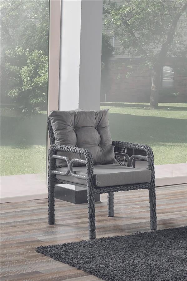 Evdemo Rio Rattan Bahçe Balkon Oturma Takımı 2+1+1+Camlı Masa Gri