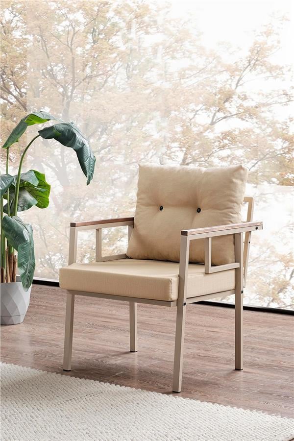 Evdemo Saye Metal Bahçe Balkon Oturma Takımı 2+1+1+Orta Sehpa Cappuccino