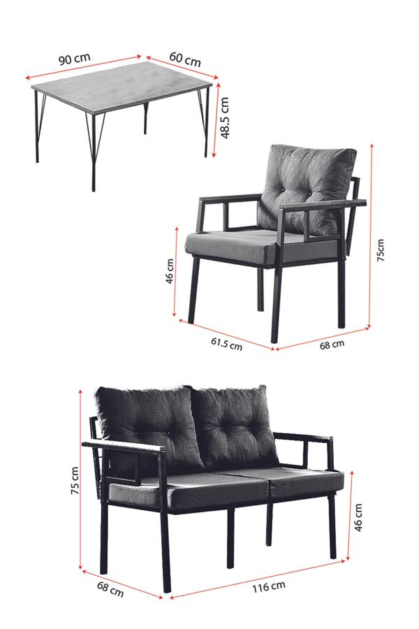 Evdemo Saye Metal Bahçe Balkon Oturma Takımı 2+1+1+Orta Sehpa Cappuccino