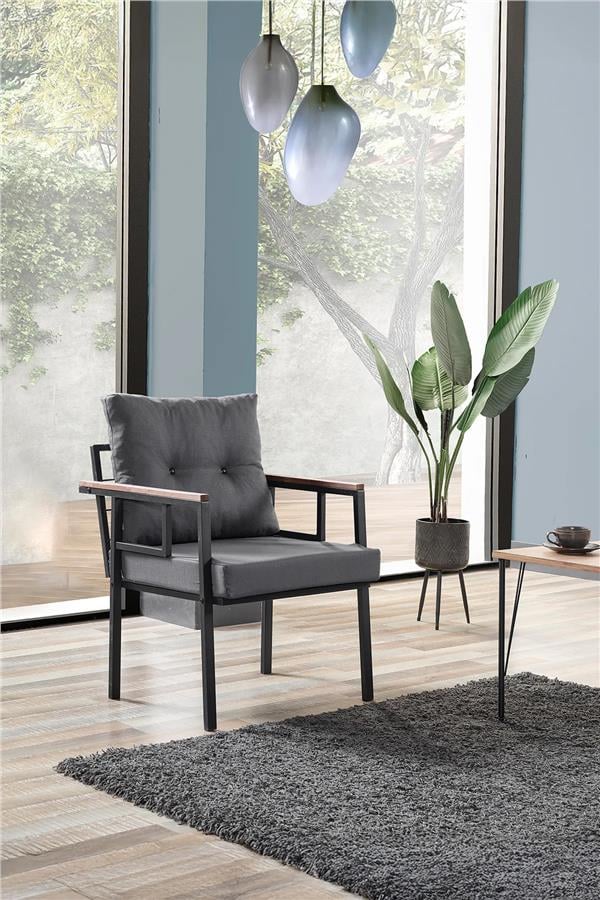 Evdemo Saye Metal Bahçe Balkon Oturma Takımı 2+1+1+Orta Sehpa Antrasit