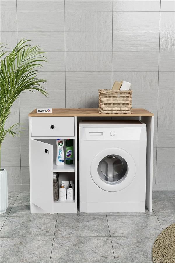 Evdemo Sena Çamaşır Makinesi Dolabı Atlantik Çam Beyaz
