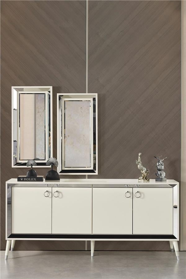 Eymense Lotus Yemek Odası Takımı Silver Beyaz Silver