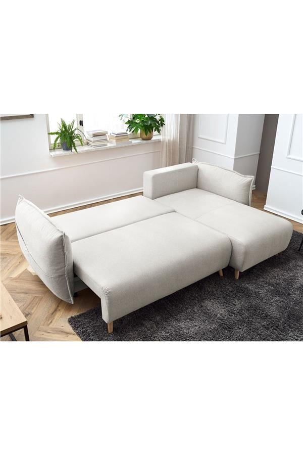 Eymense Puffy Sandıklı Köşe Koltuk Krem Sağ Köşe Krem