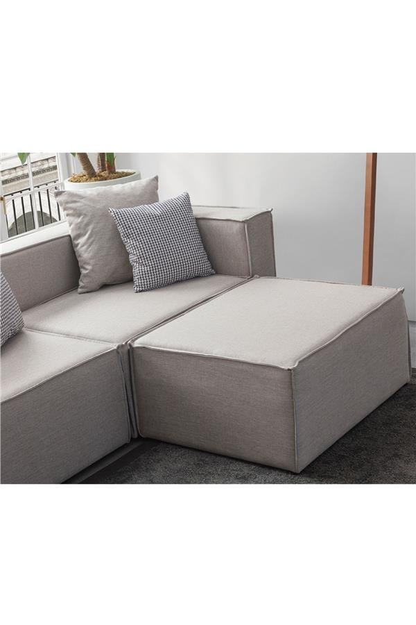 Eymense Soft Kitaplıklı 4 Modül Modüler Köşe Koltuk Takımı Keten Krem Krem