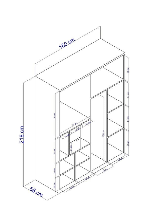 Eymense Stockholm Plus 160'lık Gardırop Beyaz