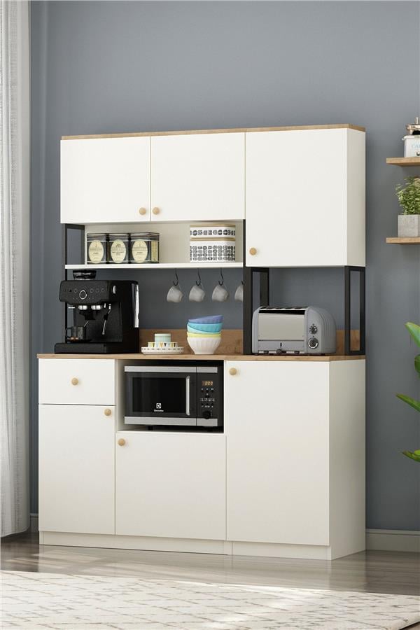 Eymense Vista 2+1 Modüllü 3 Kapaklı Çok Amaçlı Kahve Köşesi Dolabı Aytaşı