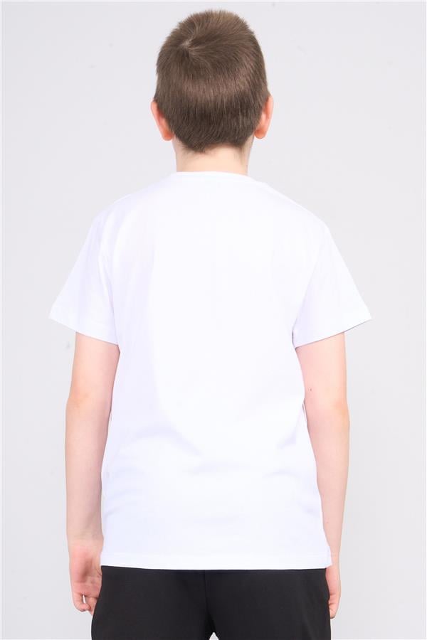 Fit Club 82451 Unisex Çocuk Bisiklet Yaka Atatürk Baskılı Süprem T-shirt 4-16 Yaş Beyaz