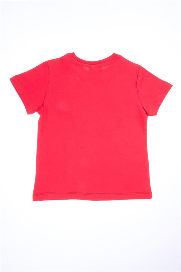 Fit Club 82452 Unisex Çocuk Bisiklet Yaka Bayrak Baskılı Süprem T-shirt 4-16 Yaş Kırmızı