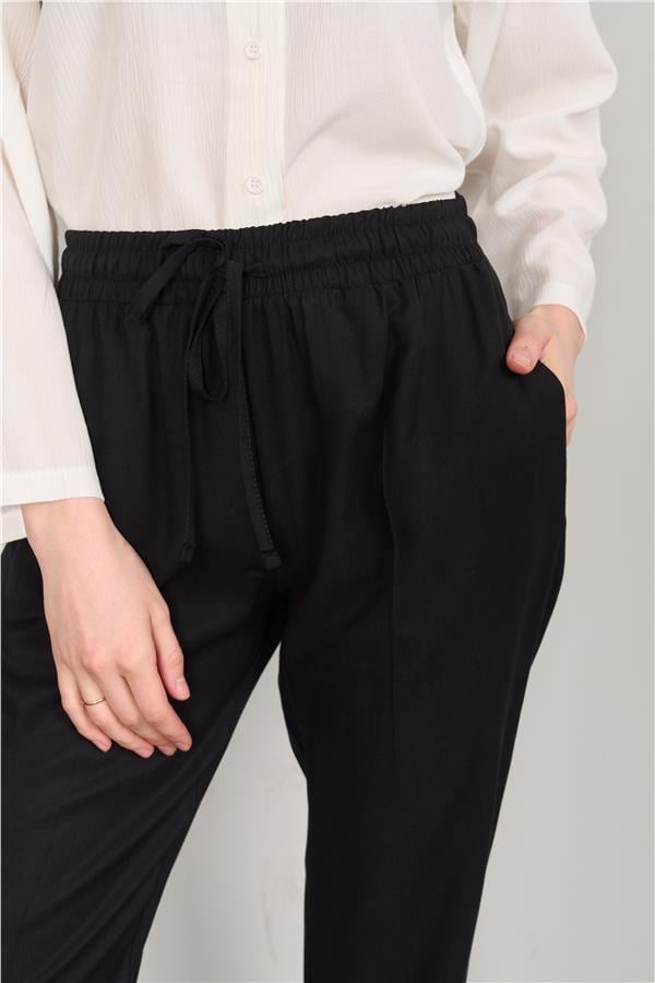 Fithit 7391 Bayan Bol Paça Tencel Pantolon Siyah