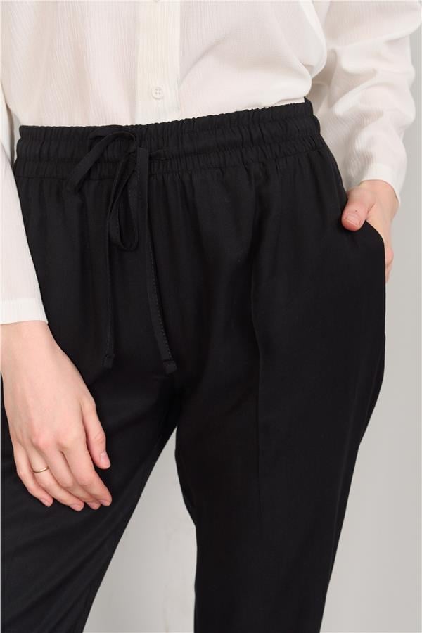 Fithit 7391 Bayan Bol Paça Tencel Pantolon Siyah