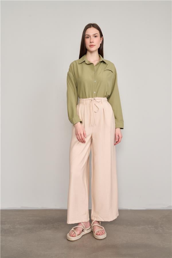 Fithit 7392 Bayan Bol Paça Tencel Pantolon Vizon