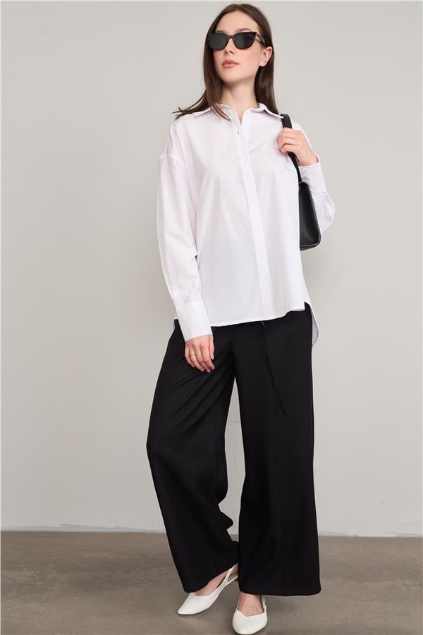 Fithit 7392 Bayan Bol Paça Tencel Pantolon Siyah