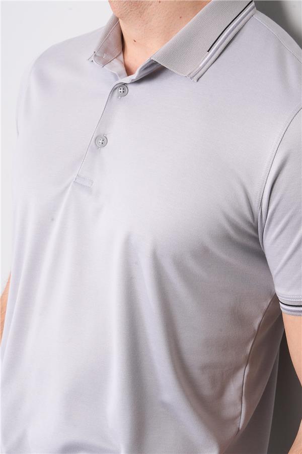 Halifaks A.Gri Erkek 12698 Düğmeli Eli Kuşaklı Polo Kısa Kol Etek Reçme T-Shirt