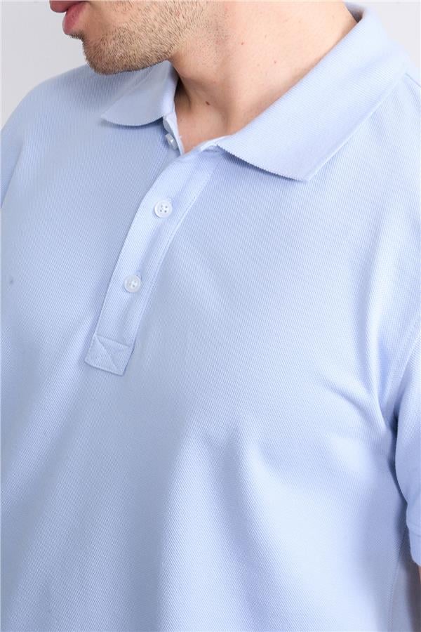 Halifaks A.Mavi Erkek 12696 Düğmeli Eli Polo Yaka Kısa Kol Etek Reçme T-Shirt