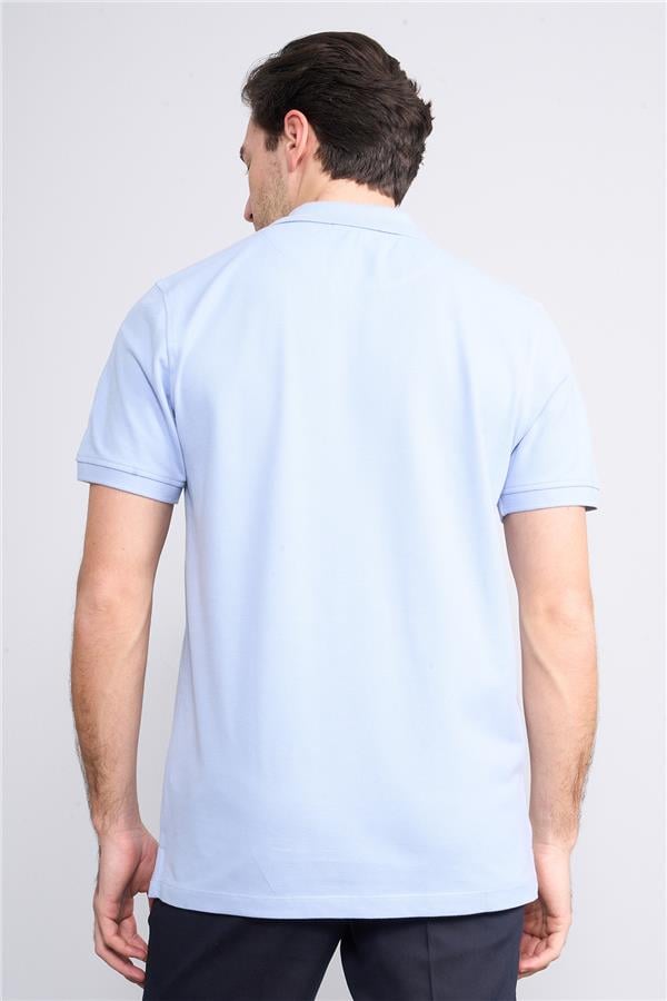 Halifaks A.Mavi Erkek 12696 Düğmeli Eli Polo Yaka Kısa Kol Etek Reçme T-Shirt