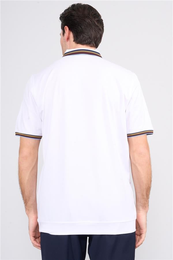 Halifaks Beyaz Erkek 12631 Cıtcıtlı Kuşaklı Polo K Kol Etek Ribana Kazak