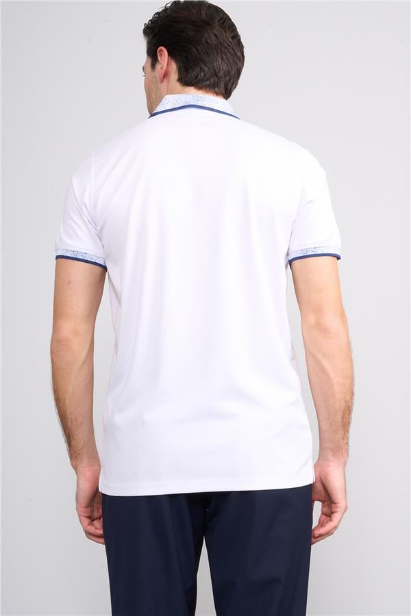 Halifaks Beyaz Erkek 12633 Düğmelı Kuşaklı Polo Kısa Kol Etek Recme T-Shirt