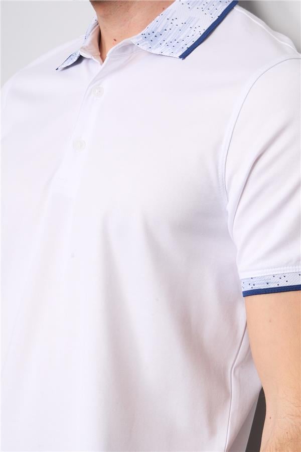 Halifaks Beyaz Erkek 12633 Düğmelı Kuşaklı Polo Kısa Kol Etek Recme T-Shirt