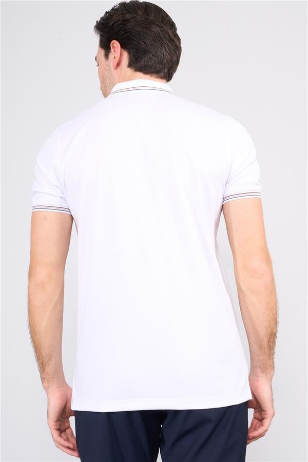 Halifaks Beyaz Erkek 12698 Düğmelı Kuşaklı Polo Kısa Kol Etek Recme T-Shirt