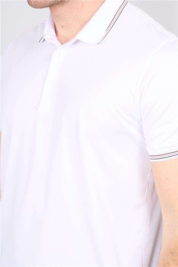Halifaks Beyaz Erkek 12698 Düğmelı Kuşaklı Polo Kısa Kol Etek Recme T-Shirt