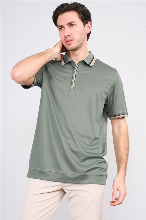 Halifaks Haki Erkek 12631 Cıtcıtlı Kuşaklı Polo K Kol Etek Ribana Kazak