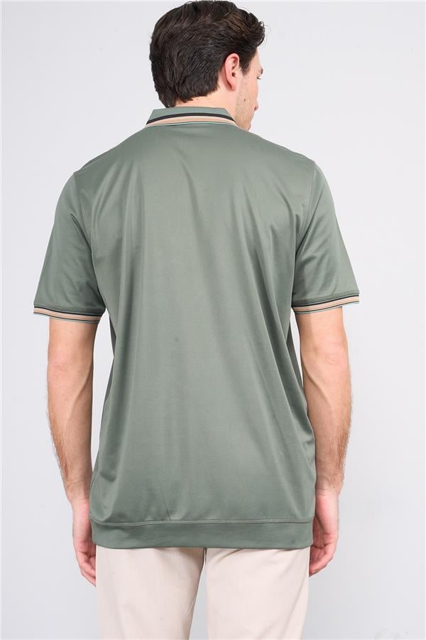 Halifaks Haki Erkek 12631 Cıtcıtlı Kuşaklı Polo K Kol Etek Ribana Kazak