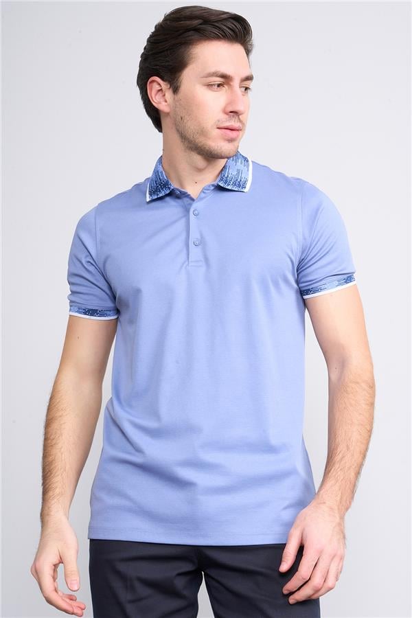 Halifaks İndigo Erkek 12633 Düğmelı Kuşaklı Polo Kısa Kol Etek Recme T-Shirt