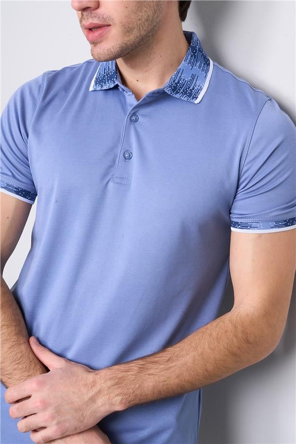 Halifaks İndigo Erkek 12633 Düğmelı Kuşaklı Polo Kısa Kol Etek Recme T-Shirt