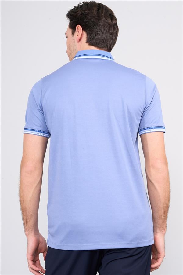 Halifaks İndigo Erkek 12637 Düğmelı Kuşaklı Polo Kısa Kol Etek Recme Interlokok T-Shirt