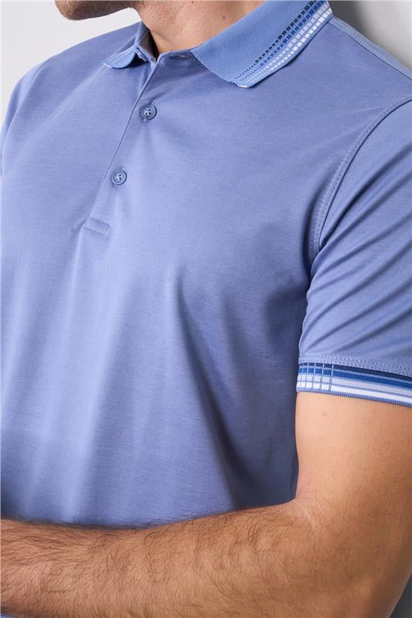 Halifaks İndigo Erkek 12637 Düğmelı Kuşaklı Polo Kısa Kol Etek Recme Interlokok T-Shirt