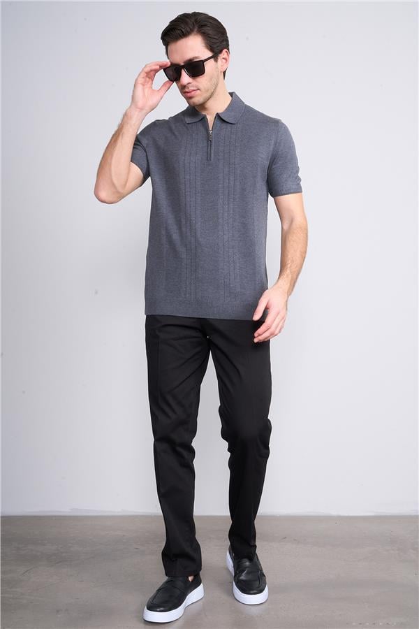 Halifaks K.Gri Erkek 39781 40 Ferm Polo Yk 20 2 Vıs Cot Tac Tek Kat Kısa Kol T-Shirt