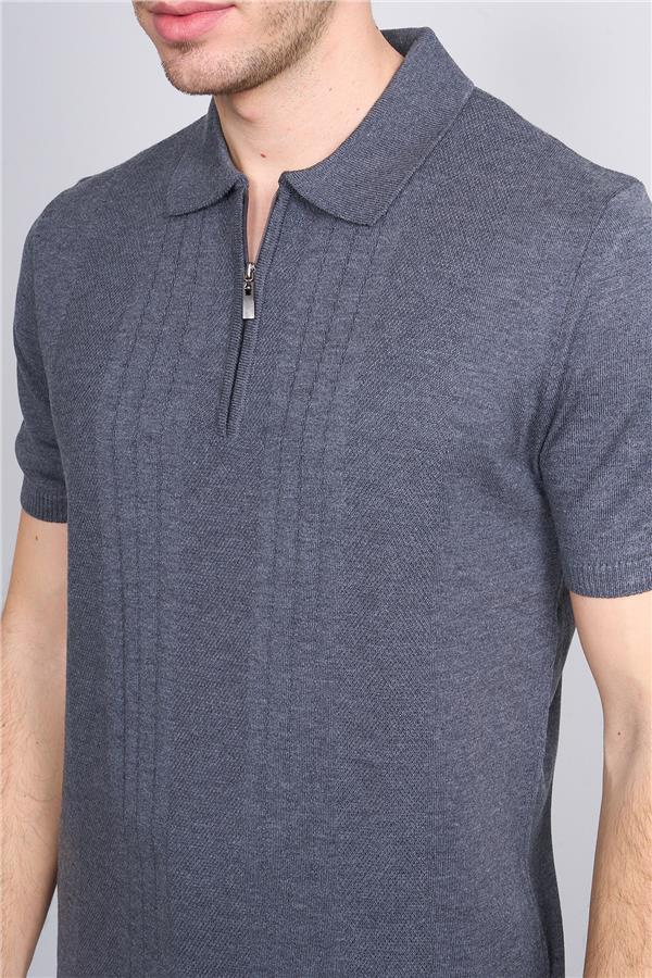 Halifaks K.Gri Erkek 39781 40 Ferm Polo Yk 20 2 Vıs Cot Tac Tek Kat Kısa Kol T-Shirt